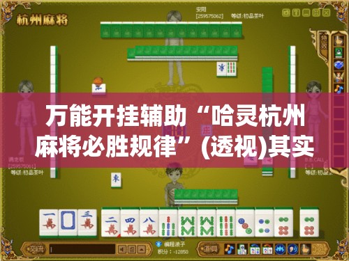 万能开挂辅助“哈灵杭州麻将必胜规律”(透视)其实确实有挂