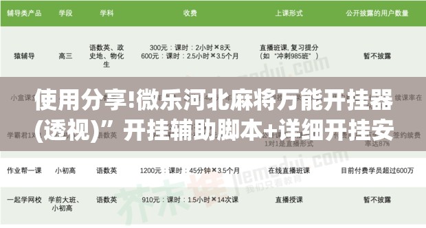 使用分享!微乐河北麻将万能开挂器(透视)	”开挂辅助脚本+详细开挂安装教程