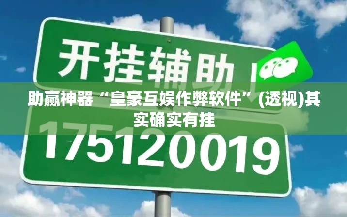 助赢神器“皇豪互娱作弊软件”(透视)其实确实有挂